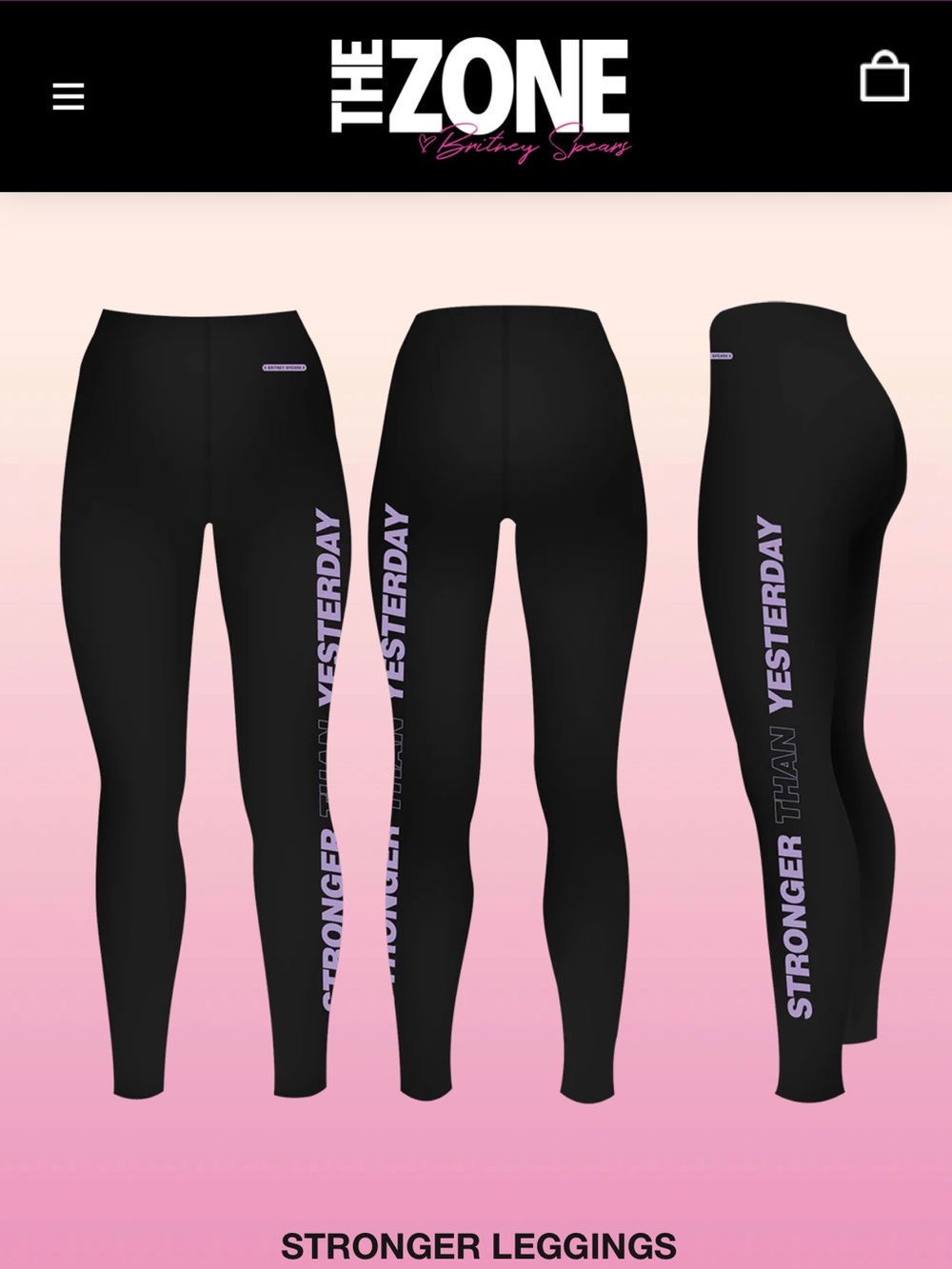 Britney Spears 2020 The Zone Exclusive "Stronger Than Yesterday" Leggings